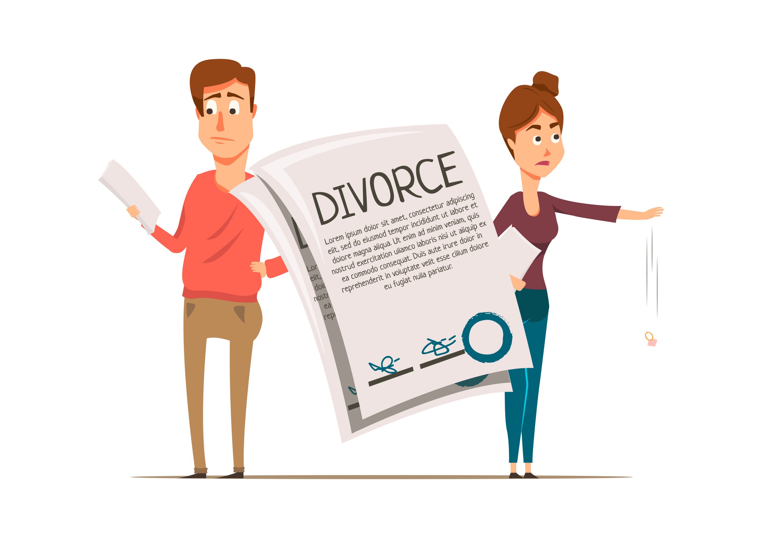 Marriage,Divorce,Set,Flat,Composition,With,Unhappy,Partners,Drawn,Characters